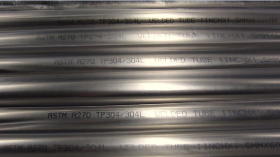 ASME SA270 / ASTM A270 Stainless Steel Welded Tube, Polished , Plain End , TP304/304l S2 AAA cert. , For food using
